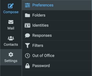 Webmail Settings Menu